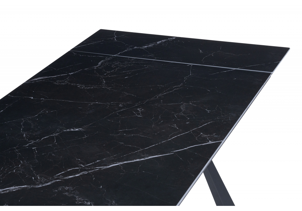 Керамический стол Woodville Маунт 140x80 черный мрамор, черный, ножки черные
