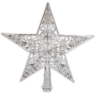 Звезда на ёлку 20 см «Зимний узор» серебро