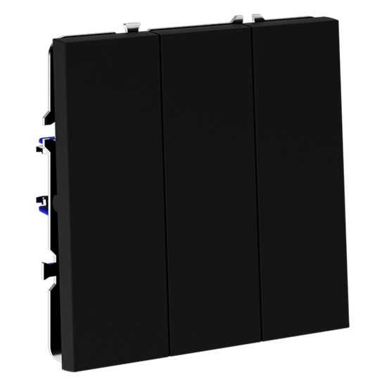 Выключатель встраиваемый VOLTUM S70 трехклавишный 10А, (черный матовый)