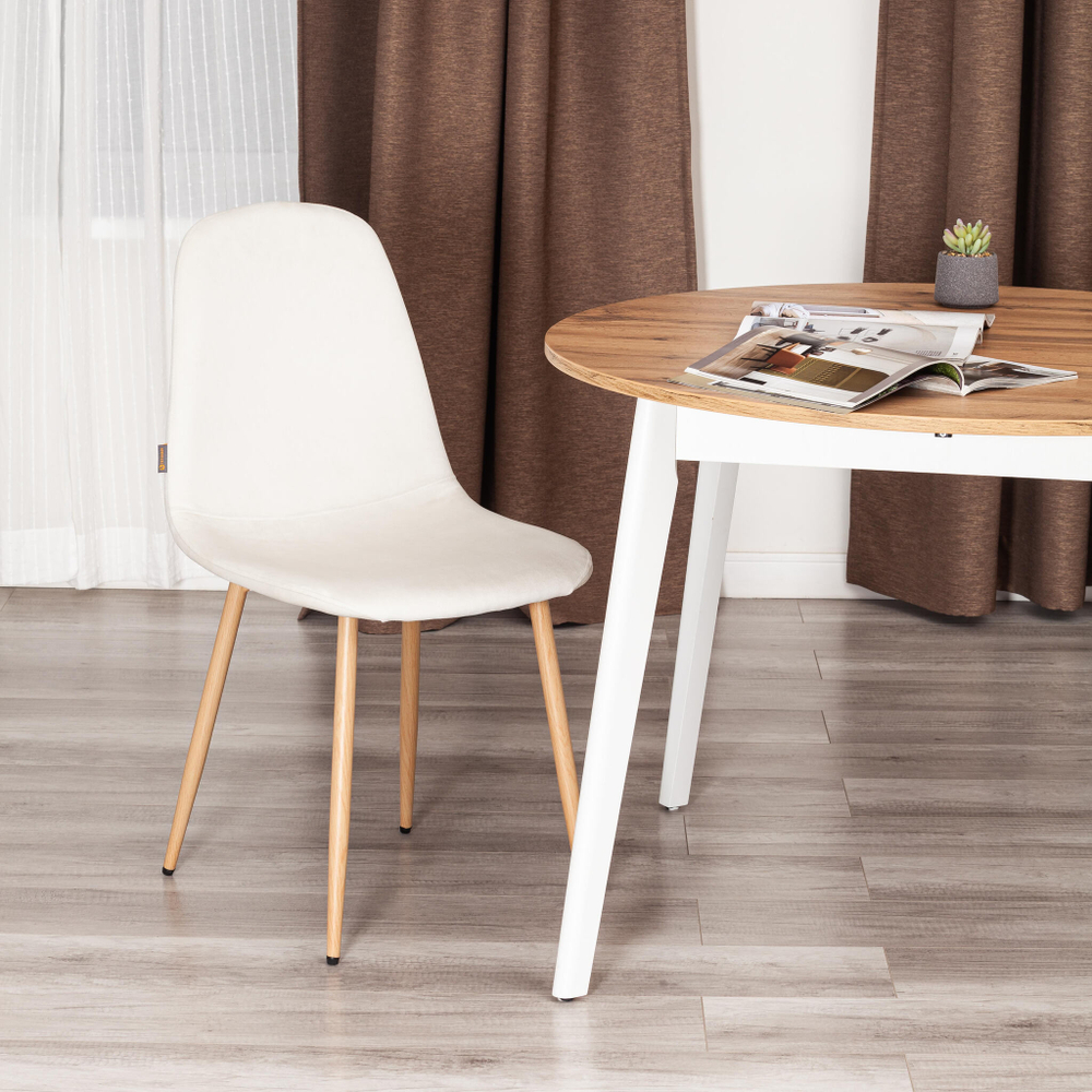Стул BREEZE (mod. JSC-58) Велюр/металл , 44 х 53 х 86 см, Light beige (светло-бежевый) HLR1 / натуральный
