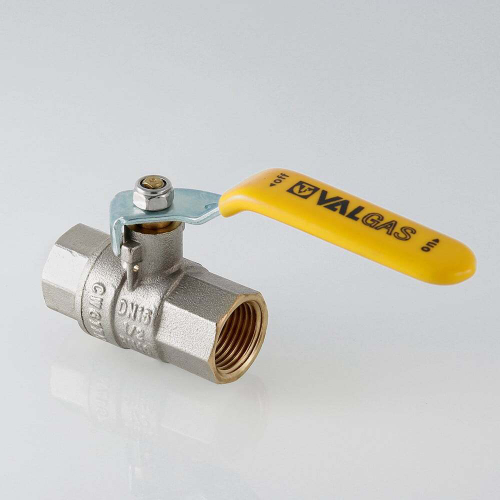 Кран шаровой латунный никелированный для газа внутренняя/внутренняя резьба рычаг, VALTEC VALGAS