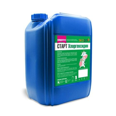 Средство для обработки вымени до доения Экодой СТАРТ Хлоргексидин (3000 ppm), 20 кг (Концентрат 1:2)