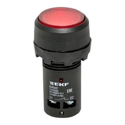 Кнопка SW2C-10D с подсветкой красн. NC 230В PROxima EKF sw2c-md-r-nc