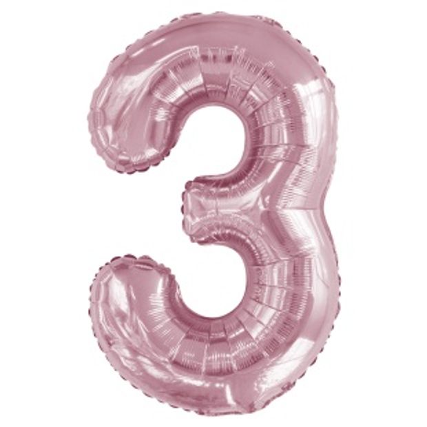 К Шар 34'' / 86 см "Цифра 3" Slim Светло розовый (БГ-60)