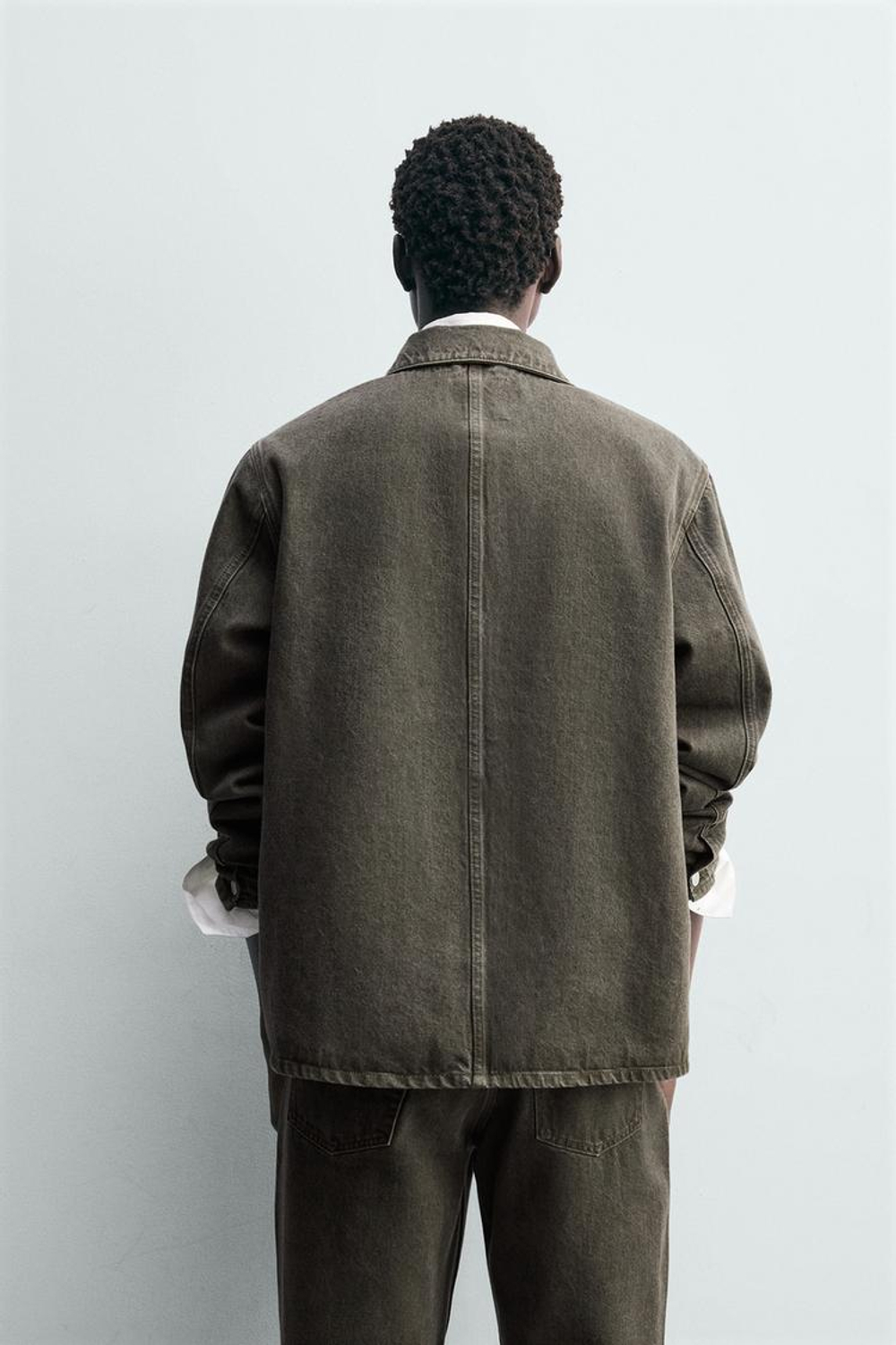 ZARA ДЖИНСОВАЯ КУРТКА С КАРМАНАМИ, ТЕМНЫЙ ХАКИ