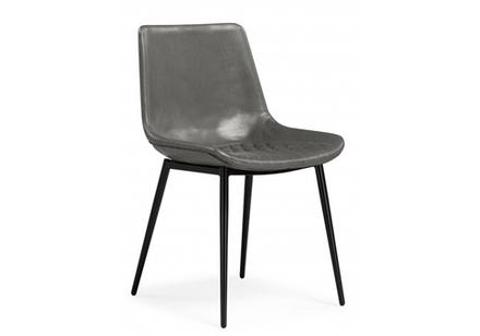 Стул на металлокаркасе Woodville Алеида серая экокожа, черный глянец, ножки черные