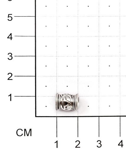 Изображение шарма Турисаз из серебра, фото на размерной сетке.