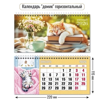Календарь-домик горизонтальный 2026 кот
