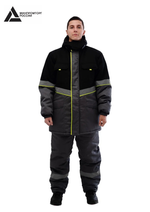 Костюм мужской зимний «СЕВЕРНАЯ ШИРОТА» (куртка+полукомбинезон) цв.серый/черный