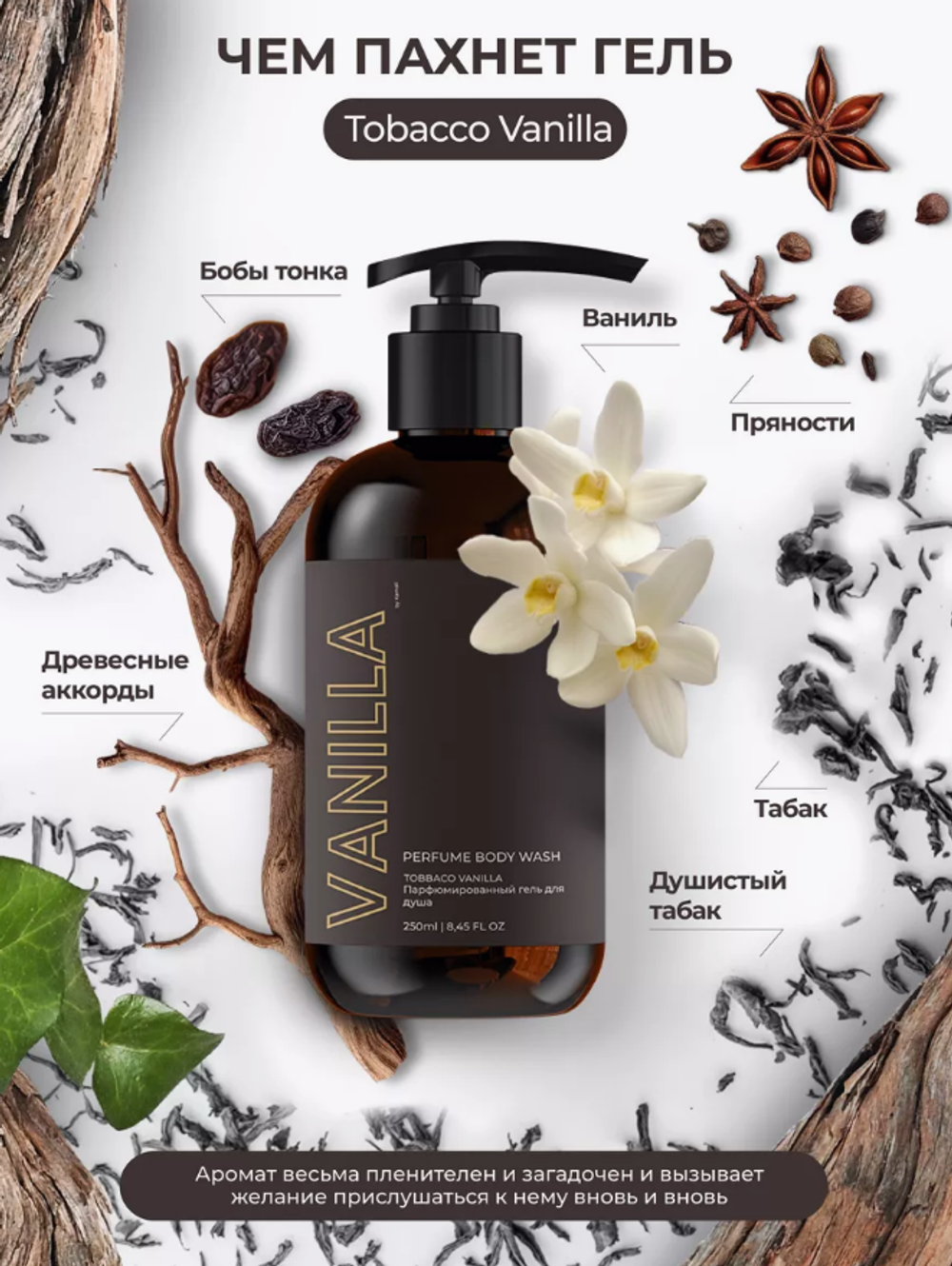 Гель для душа KAMALI Парфюмированный VANILLA (250мл)