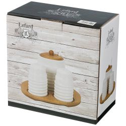 НАБОР ДЛЯ СПЕЦИЙ LEFARD "NATIVE" 2 ПР. + САХАРНИЦА 300 МЛ НА ПОДСТАВКЕ 16,5*16,5*10 СМ (КОР=12НАБ.)