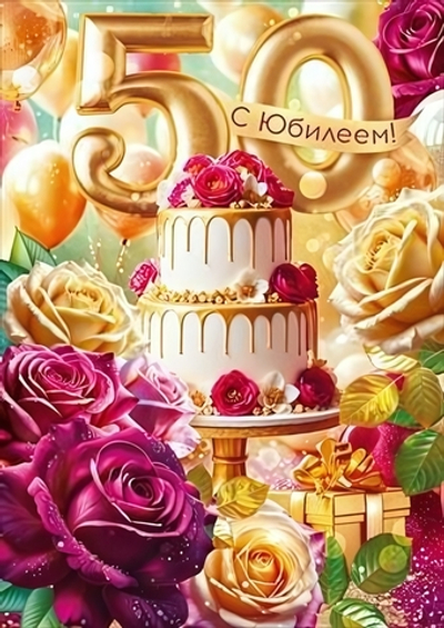 Открытка А4 "С Юбилеем! 50 лет" 90000478