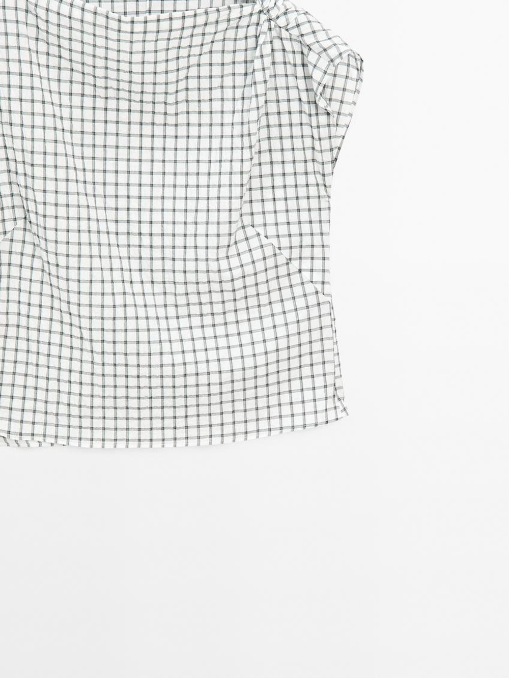 Massimo Dutti Топ в клетку со сборкой, белый