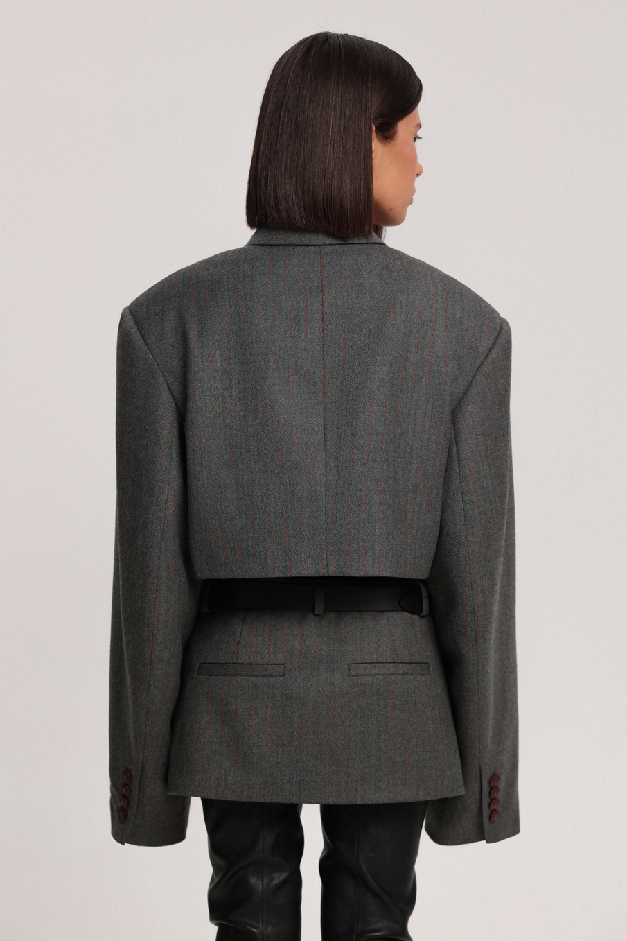 Жакет в полоску укороченный