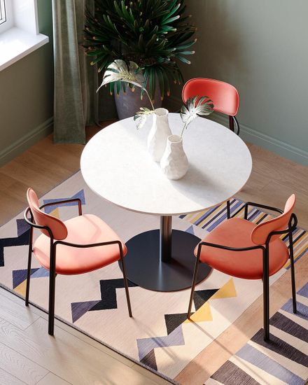 Стол обеденный Marble, D100 см, белый натуральный мрамор