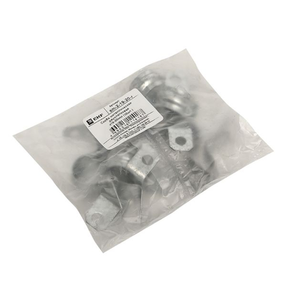 Скоба металлическая двухлапковая d19-20 мм (10 шт) EKF PROxima (10.00 шт.)