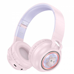 Полноразмерные Bluetooth наушники HOCO W50 (розовый) с котиком