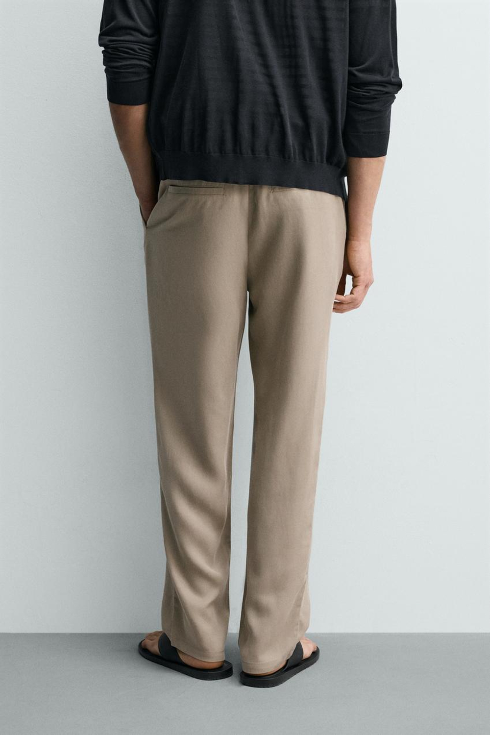 ZARA БРЮКИ REGULAR FIT ИЗ 100% ЛИОЦЕЛЛА, РЫЖЕВАТО-КОРИЧНЕВЫЙ