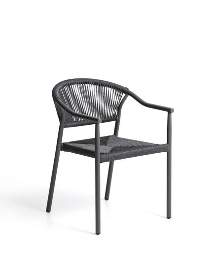 Уличный стул Livadia из серого алюминия и веревки