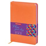 Ежедневник недатированный МАЛЫЙ ФОРМАТ 100х150 мм А6 BRAUBERG "Rainbow" под кожу, 136 л., оранжевый, 111688