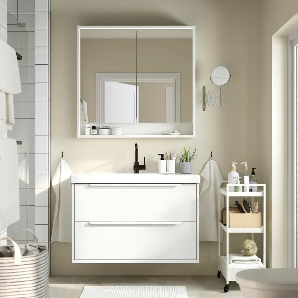 Тумба для ванной  - HAVBÄCK / ORRSJÖN/  HAVBАCK / ORRSJОN IKEA/ХАВБЕК / ОРРДЖЕН ИКЕА, 70х102 см, белый