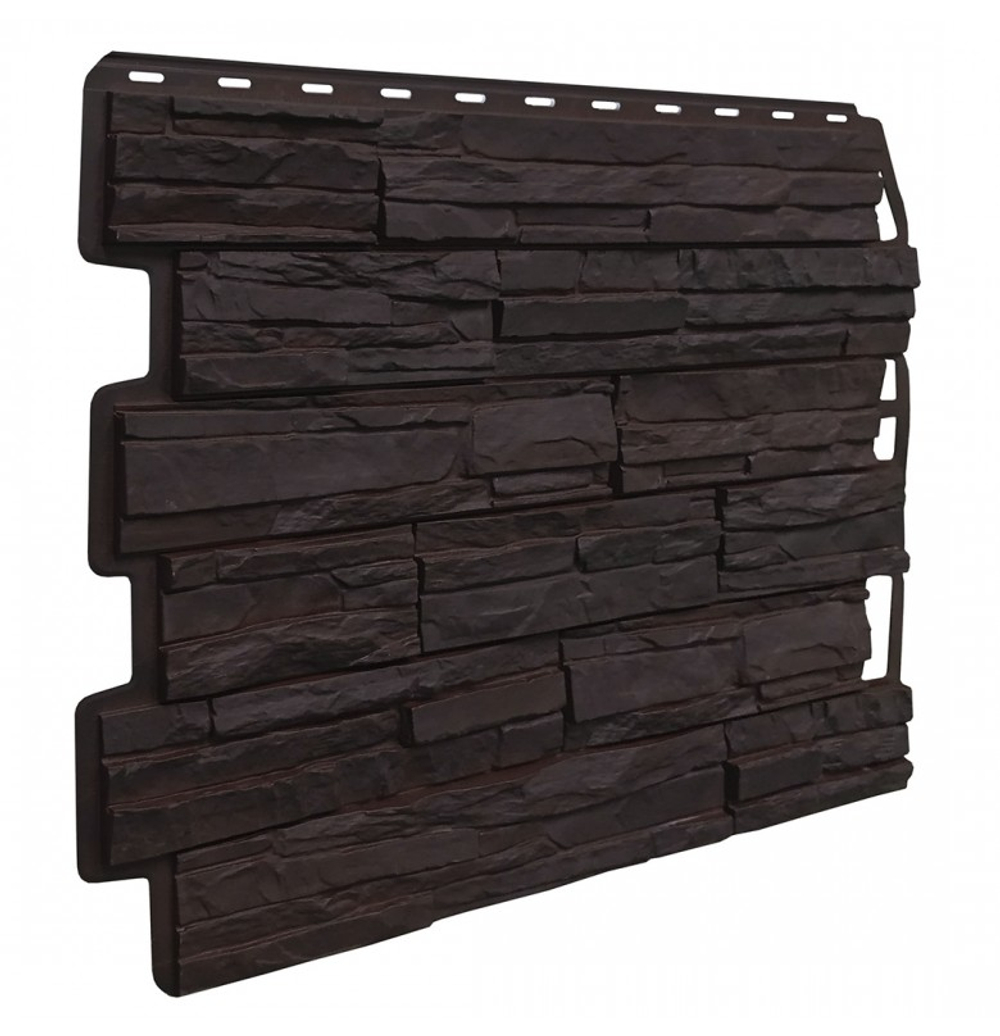 Фасадные панели (Цокольный Сайдинг) Fineber Скол Тёмно-коричневый