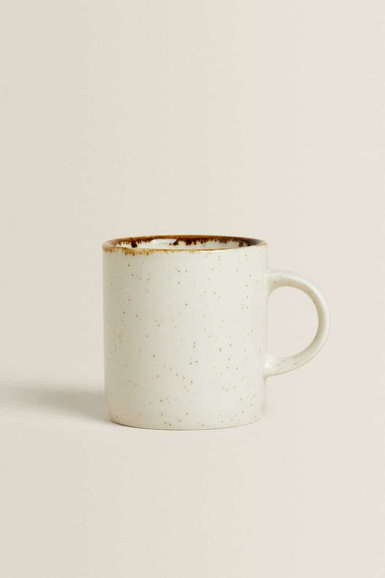 ZARA HOME ФАРФОРОВАЯ КРУЖКА С ОБОДКОМ ПОД СТАРИНУ, СВЕТЛО-БЕЖЕВЫЙ