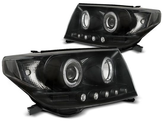 Передние фары Angel Eyes для Toyota Land Cruiser 200 (07-12) Black