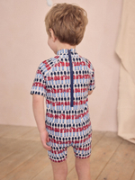 Костюм плавательный слитный для мальчика Next AG2-975, Голубой, Красный