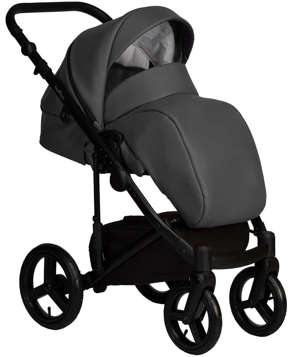 Детская коляска Indigo Lamar 2 в 1 La07 т.серая кожа