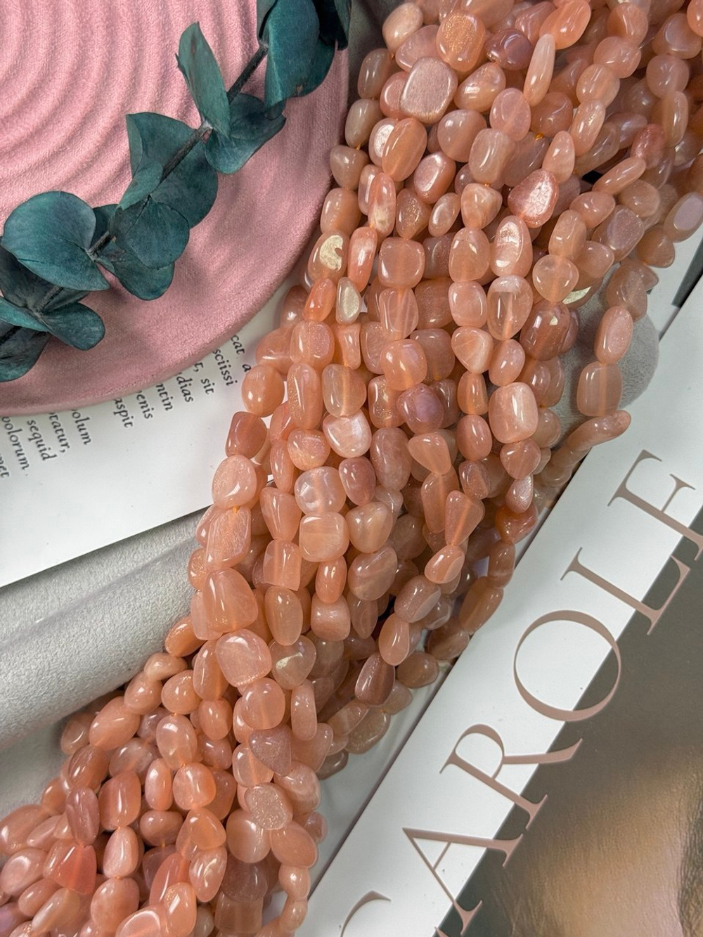 Лунный камень, 8-10 мм, нить 39 см