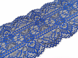Эластичное кружево, 22 см, черное и кобальт (Арт: EK-2633), м