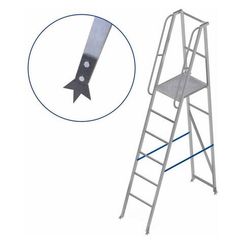 Лестница-платформа фиксированной высоты алюминиевая MEGAL ЛПФВА Н=1.2-1 с шипами