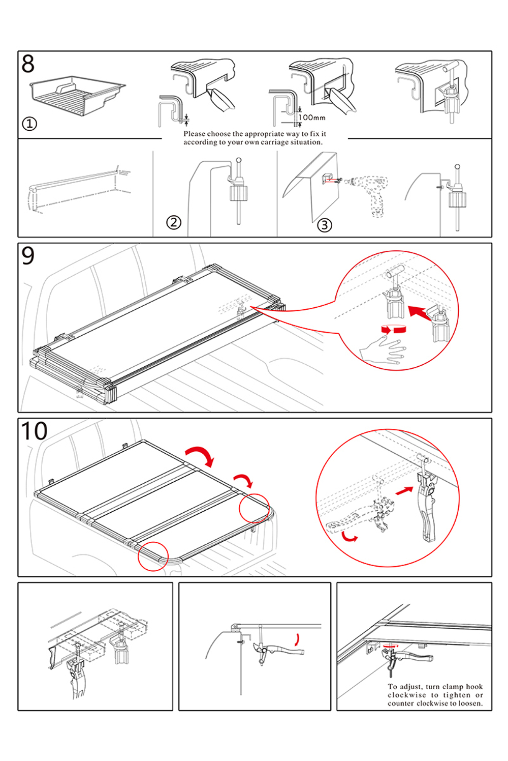 Крышка кузова для Changan Hunter Plus, трёхсекционная 1650х1680/1640 мм, алюминиевая, черная РИФ
