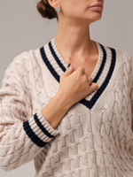 Джемпер женский с косами DBR J0556-8006, жемчужный