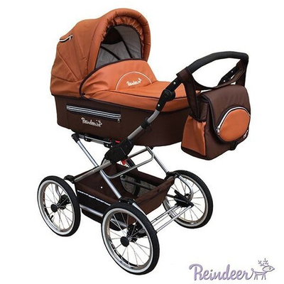 Коляска Reindeer Style Leather Collection 2 в 1 с конвертом, эко-кожа (оранжевый)