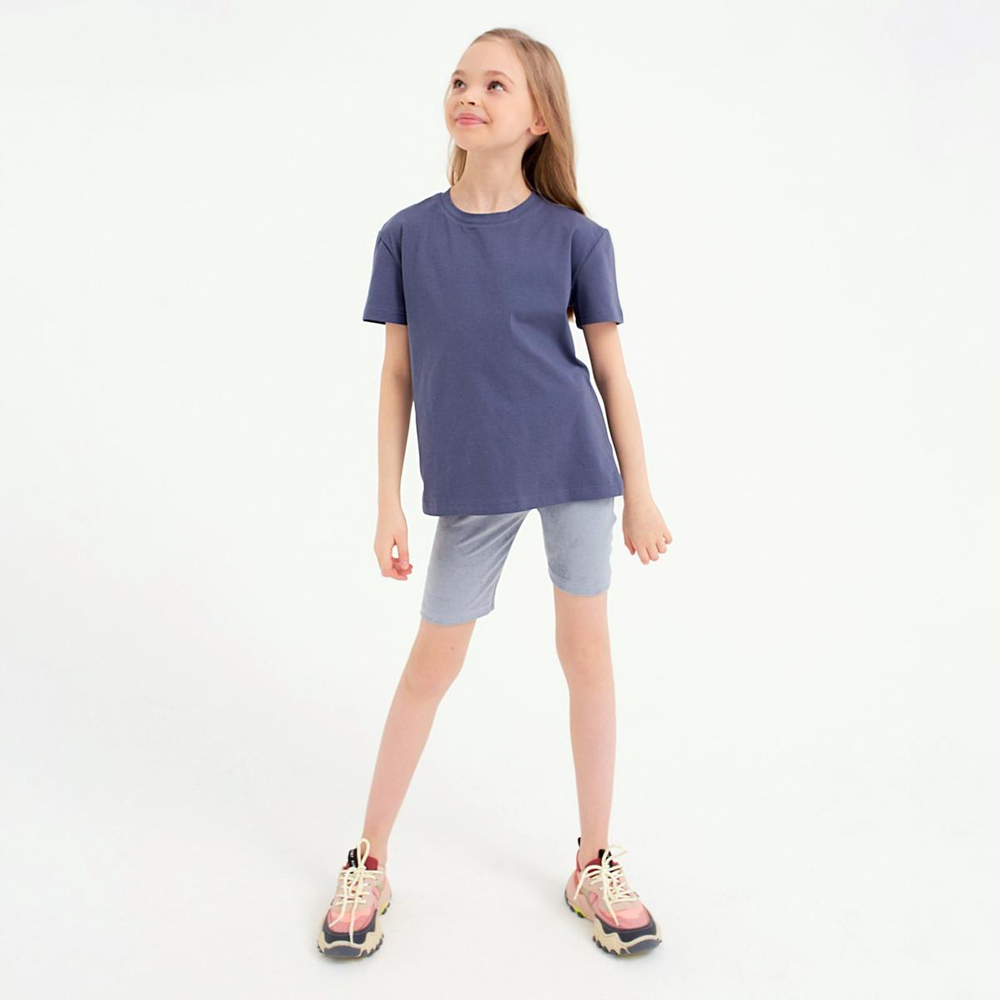 Футболка д/девочки "Basic line", цвет графитовый, р.134. 7444537, 1 шт.