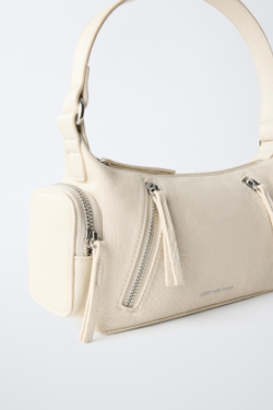 ZARA СУМКА НА МОЛНИИ, ЭКРЮ