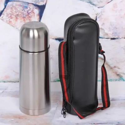 Термос металлический 350мл в черном чехле