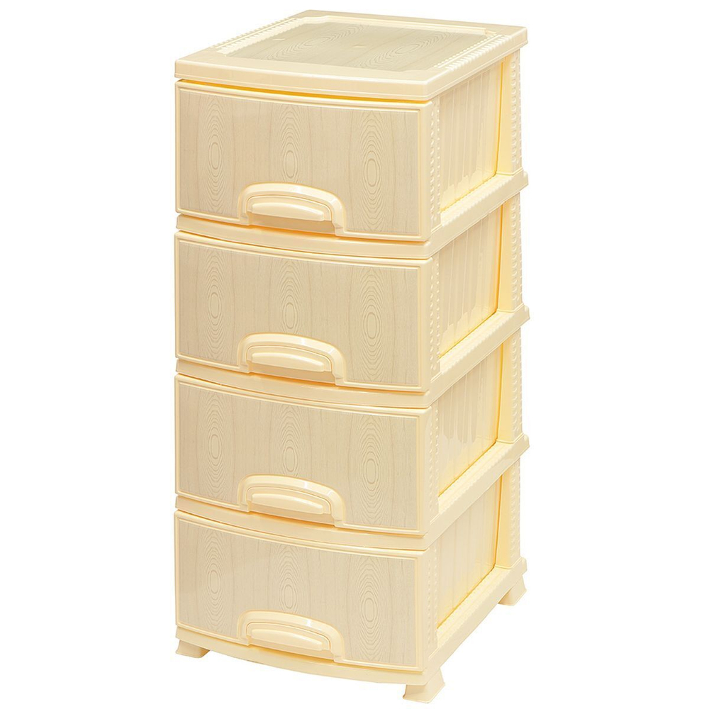 Комод 4 ящика, Белое дерево, 38х48х93 см, сл кость, РП-421, Росспласт