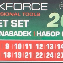 Набор головок с трещоткой и удлинителем 20пр.1/2''(6гр)(8-19,21,22,24,27,30,32мм),в пласт. держателе RockForce RF-019-5K