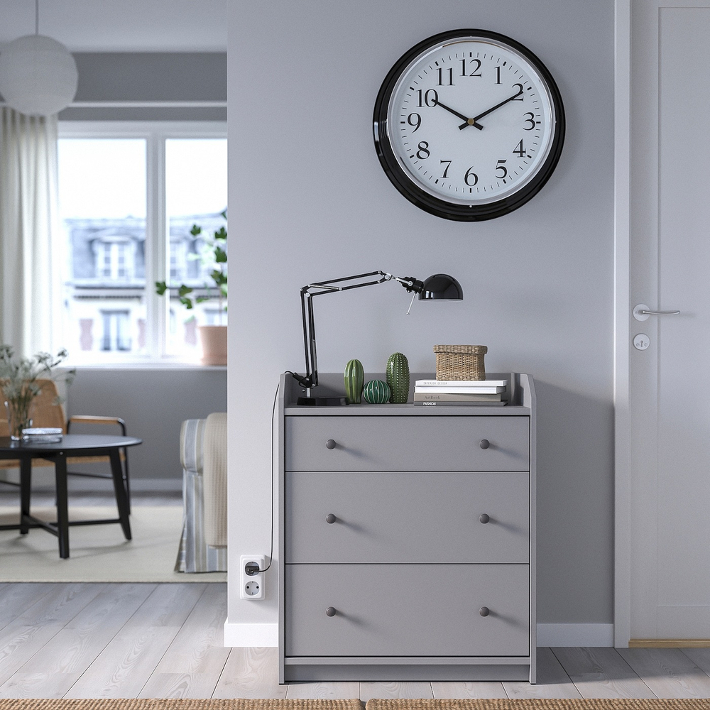 IKEA BRAVUR  (ИКЕА БРАВУР)  -  Настенные часы, черные, 59 см