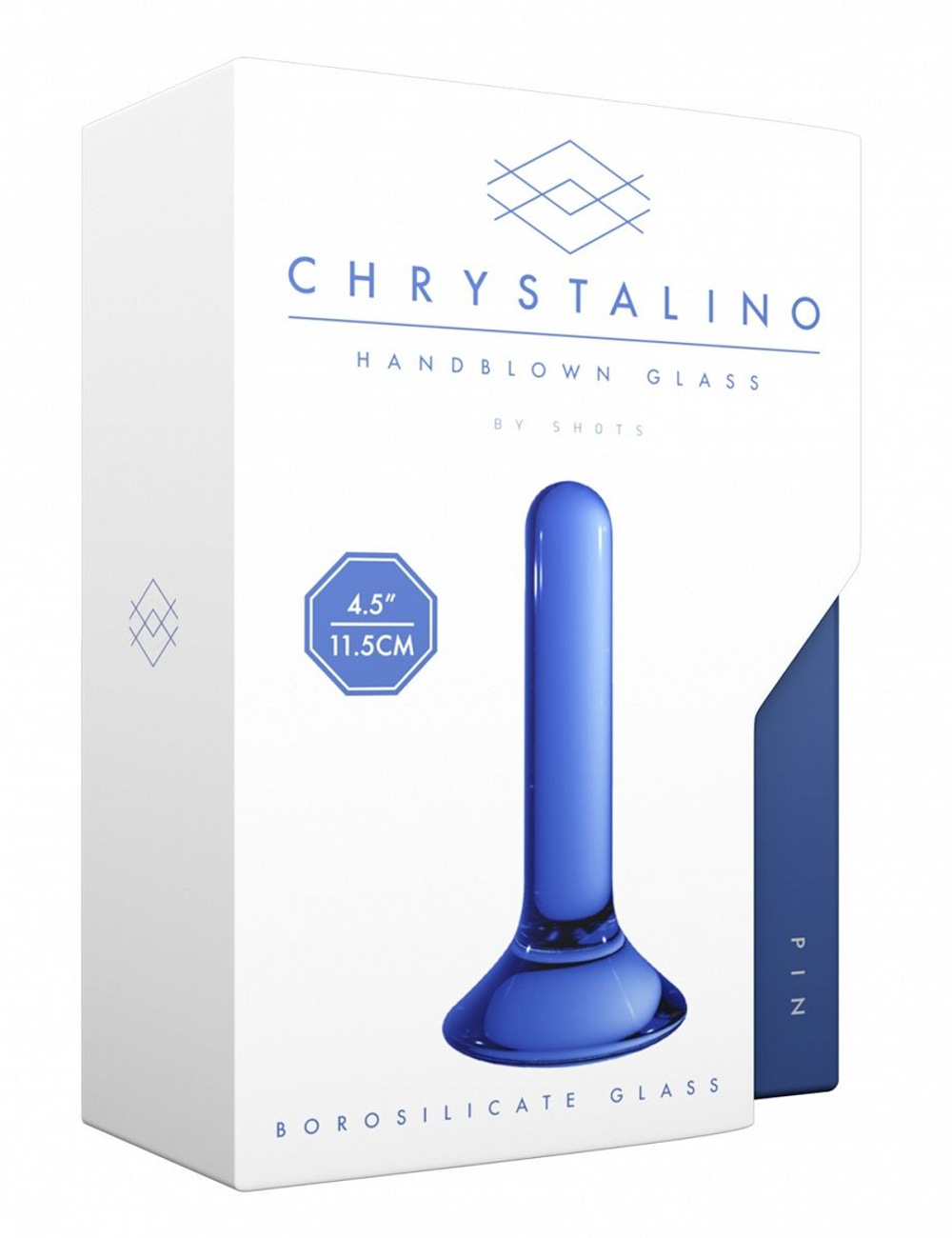 Синяя стеклянная анальная пробка Pin - 11,5 см. (Цвет: синий)
