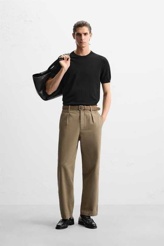 ZARA ФУТБОЛКА СВОБОДНОГО КРОЯ, ЧЕРНЫЙ