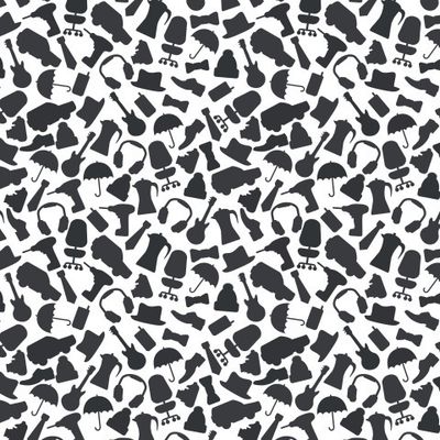 Черные предметы на белом фоне.