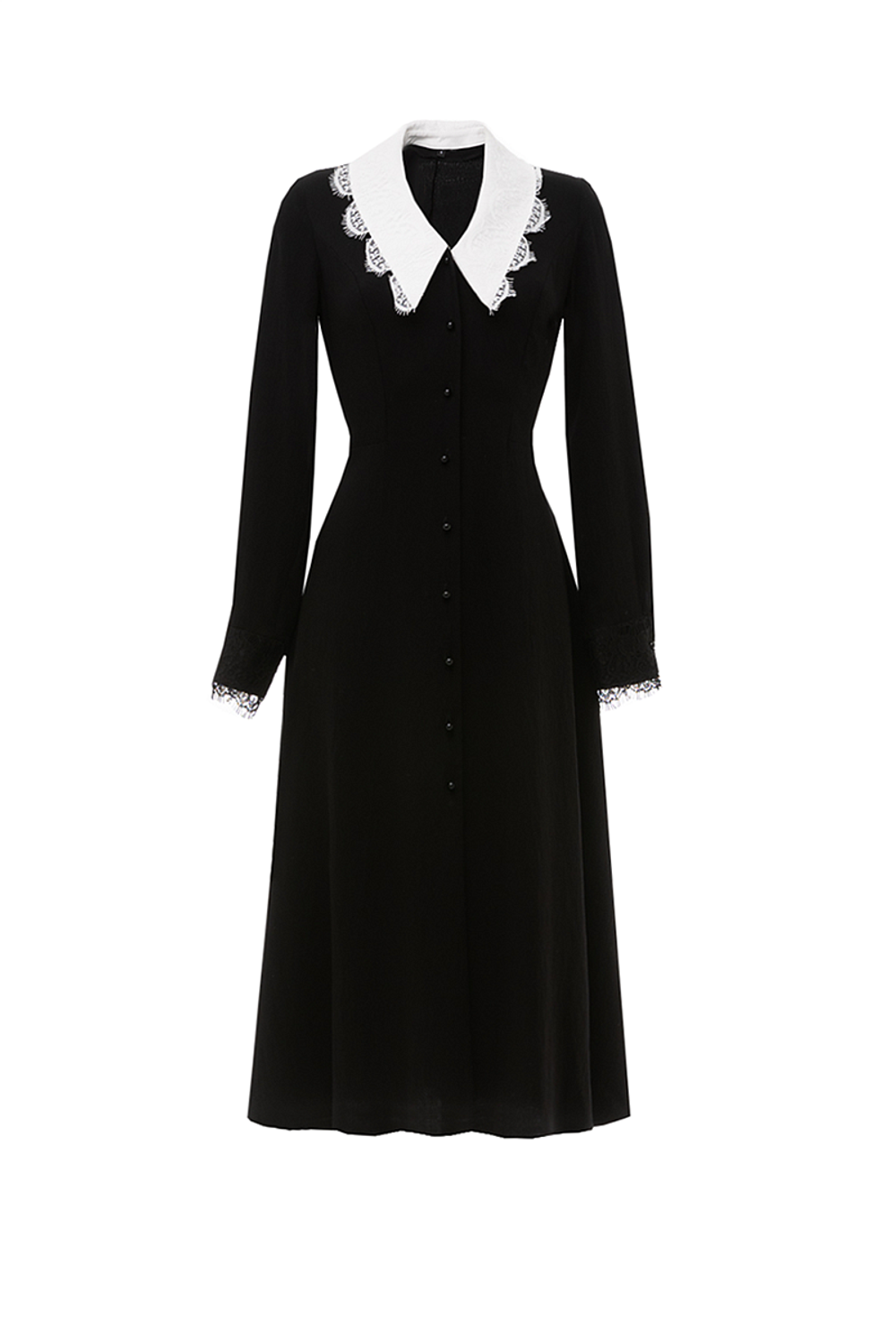Платье с кружевными воротником и манжетами 03-01-24 FW