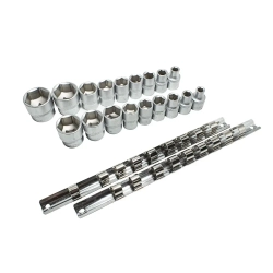 Набор головок 18пр. 1/2''6-гр. (8-19,21,22,24,27,30,32мм),на металлической планке KINGTUL profi KT-3029