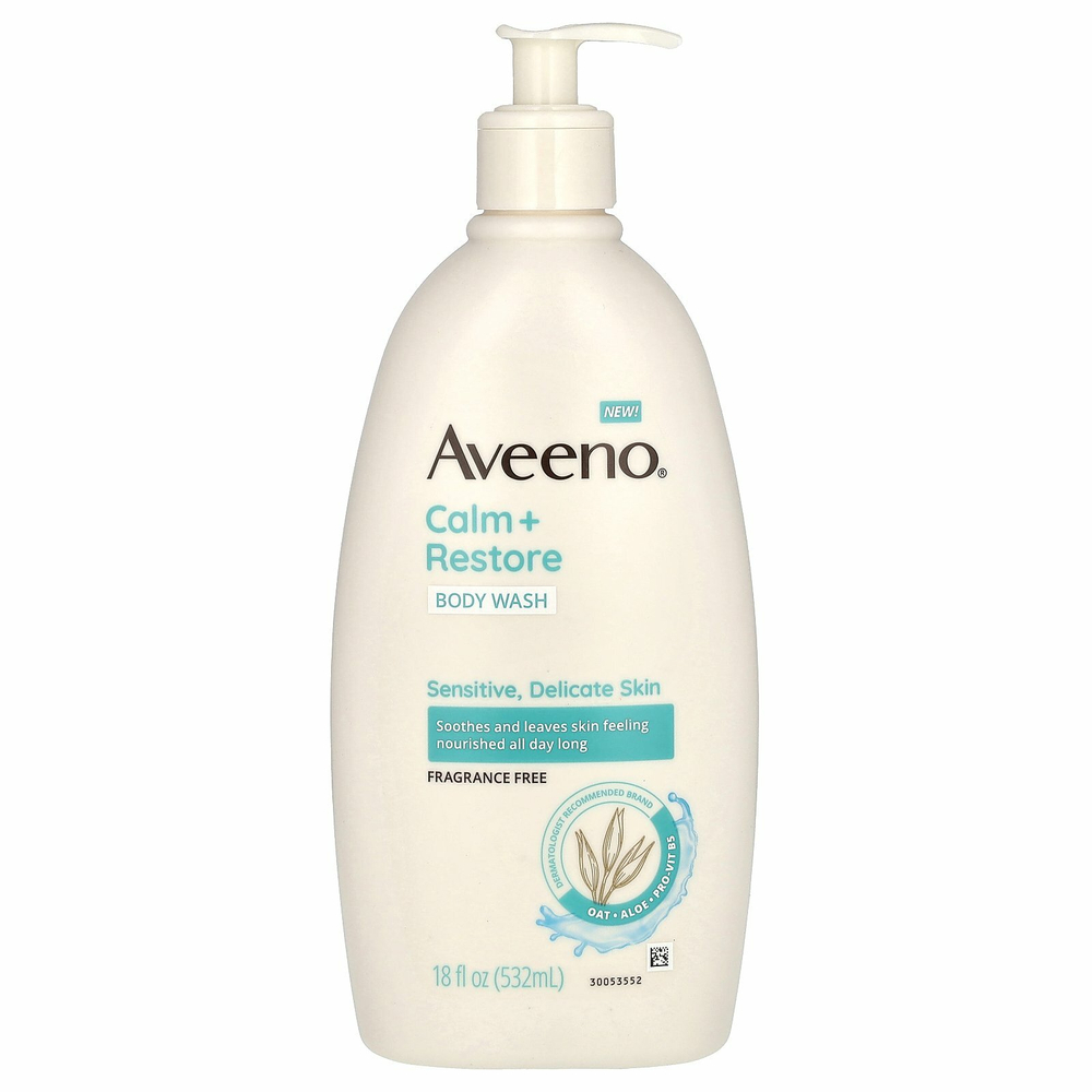 Aveeno, Calm + Restore, гель для душа, без отдушки, 532 мл (18 жидк. унций)