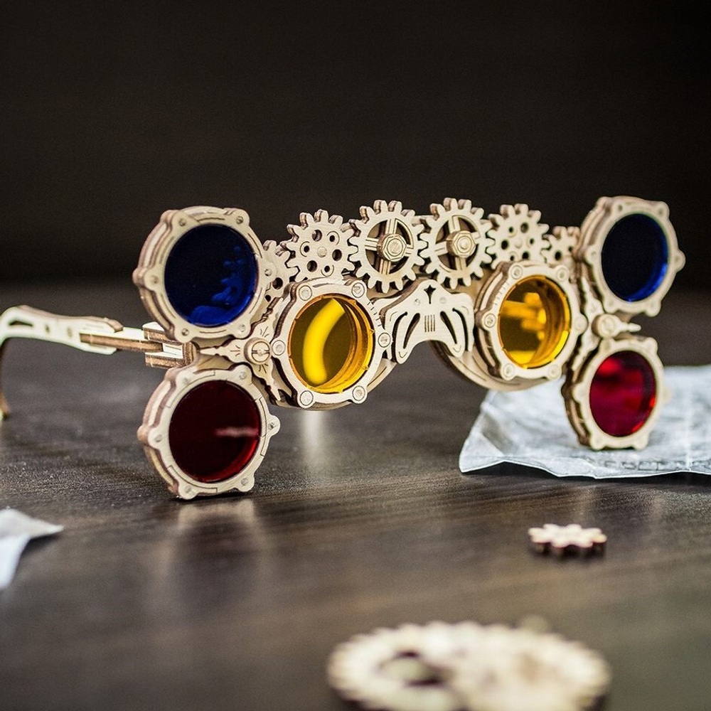 Стимпанк очки-гогглы "треугольник" от EWA - Купить недорого, деревянные конструкторы в моем городе, 3D пазлы и сборные модели