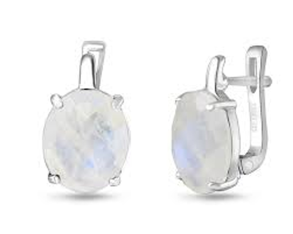 Серьги из серебра с лунным камнем
